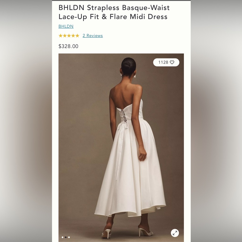 BHLDN Strapless Cream Dress - Picture 4 of 13